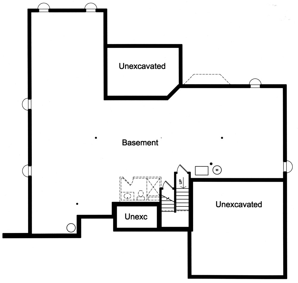 Floor Plan Basement of Craftsman Plan #169-1031