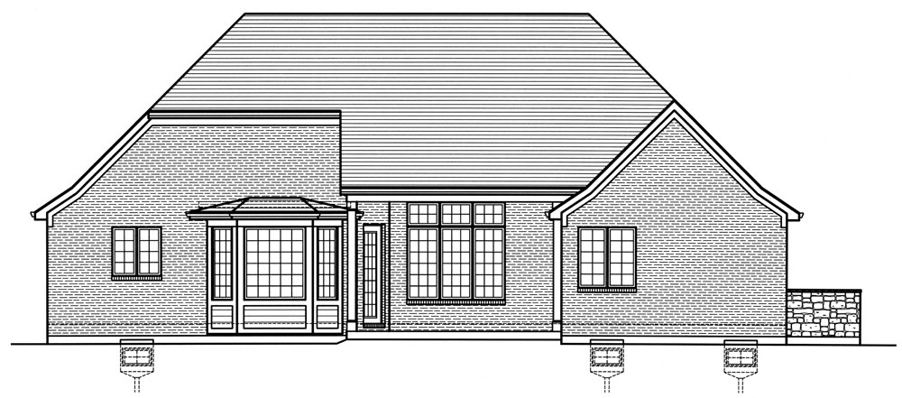 Home Plan Rear Elevation of this 3-Bedroom,1946 Sq Ft Plan -169-1031
