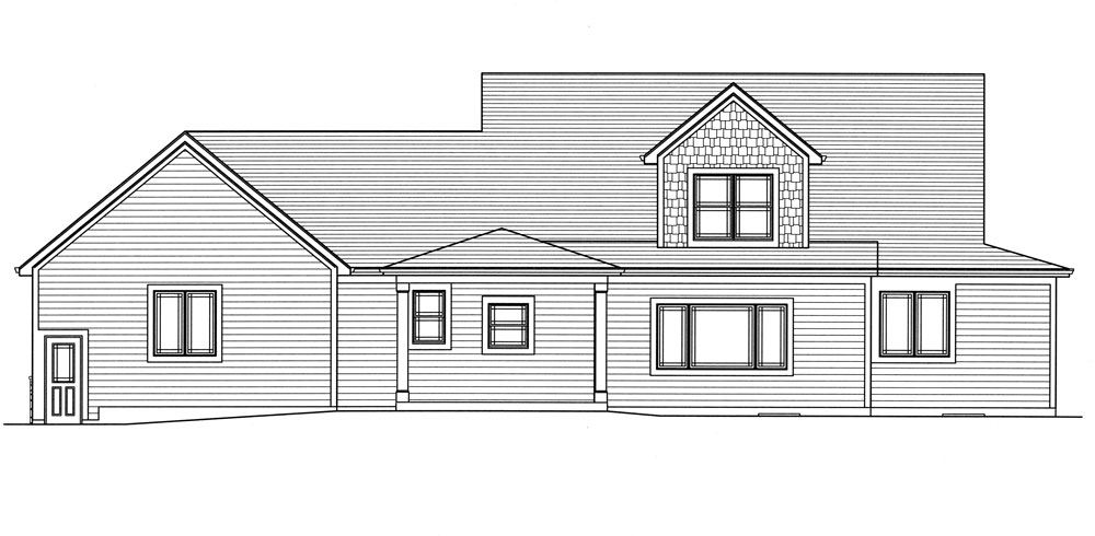 Home Plan Rear Elevation of this 4-Bedroom,2482 Sq Ft Plan -169-1035