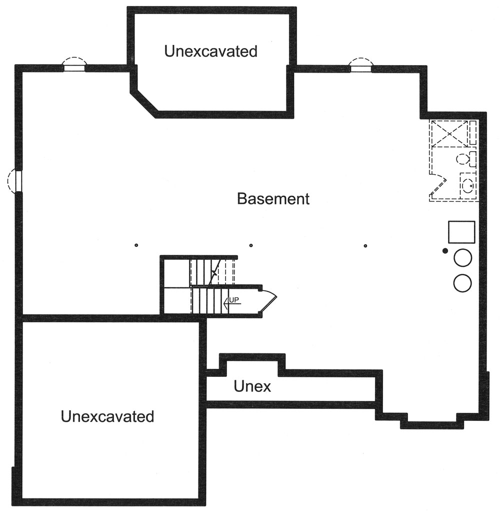 Floor Plan Basement of Cottage Plan #169-1036