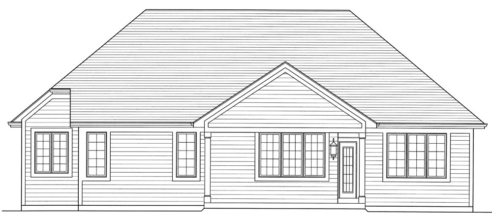 Home Plan Rear Elevation of this 3-Bedroom,1718 Sq Ft Plan -169-1036