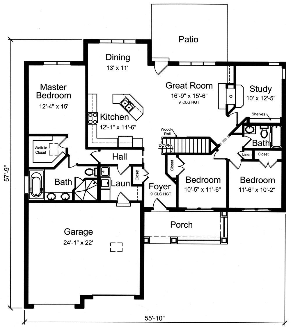 Floor Plan First Story of Country Plan #169-1037