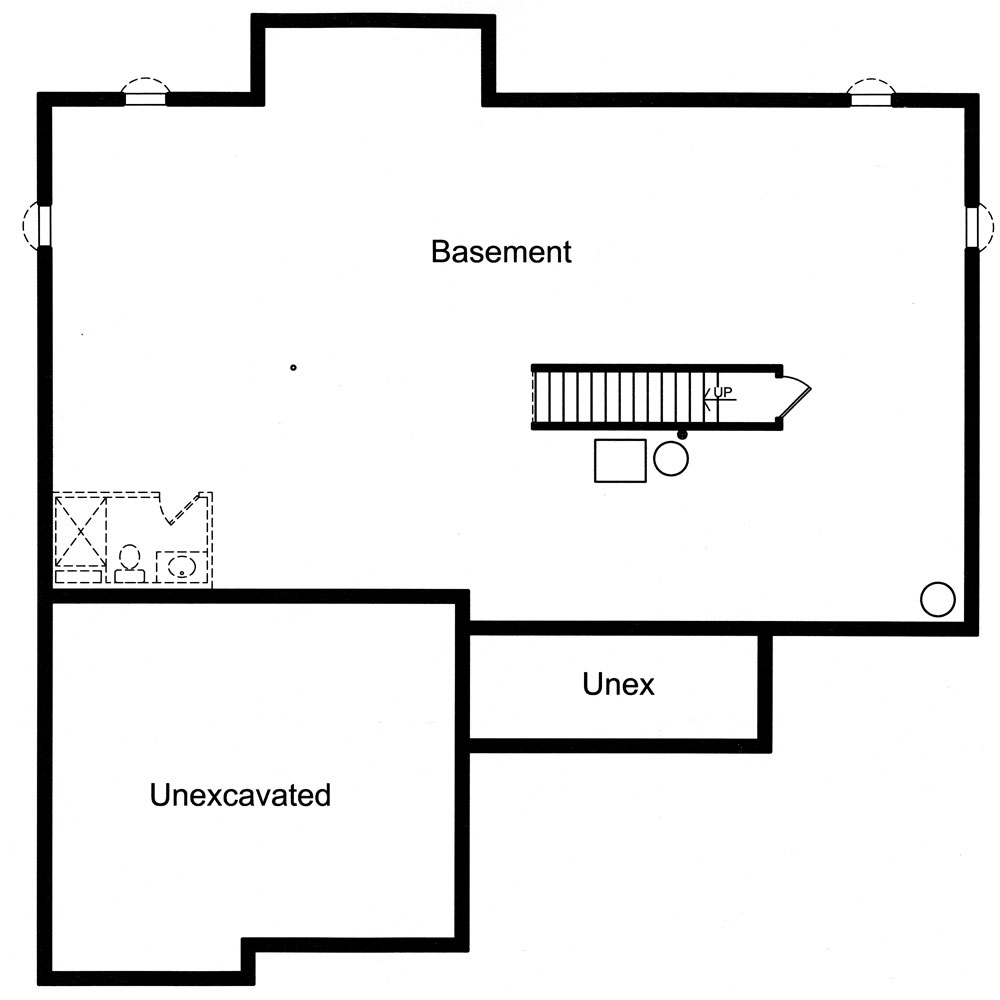 Floor Plan Basement of Country Plan #169-1037