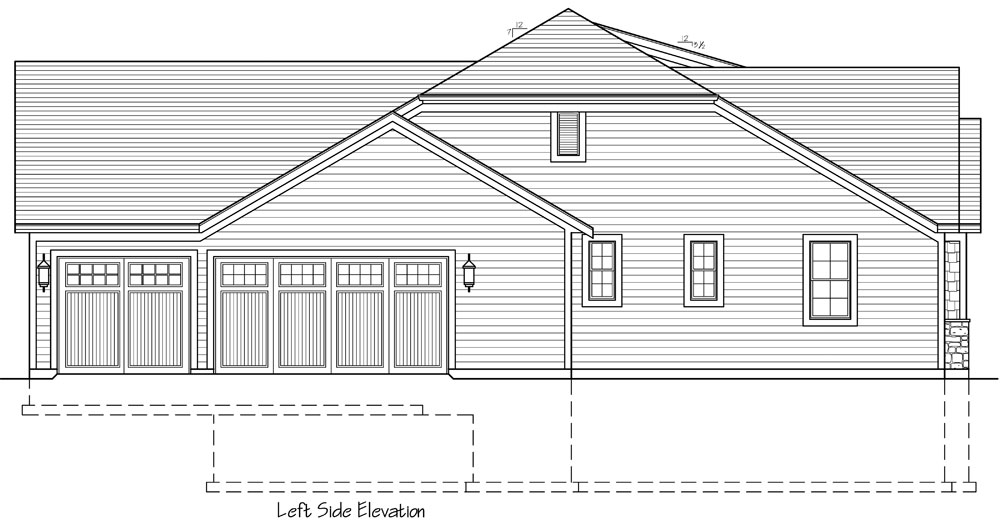 Home Plan Left Elevation of this 3-Bedroom,2479 Sq Ft Plan -169-1038