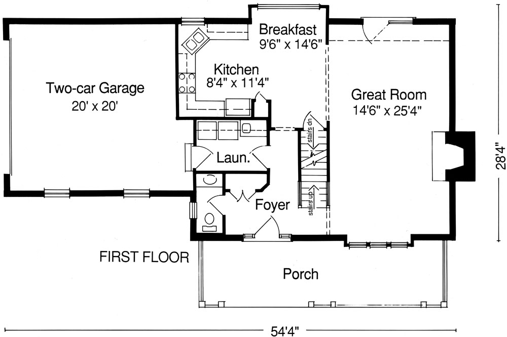 Floor Plan First Story of Traditional Plan #169-1039