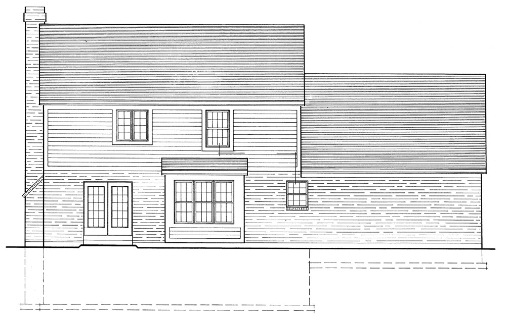 Home Plan Rear Elevation of this 3-Bedroom,1698 Sq Ft Plan -169-1039