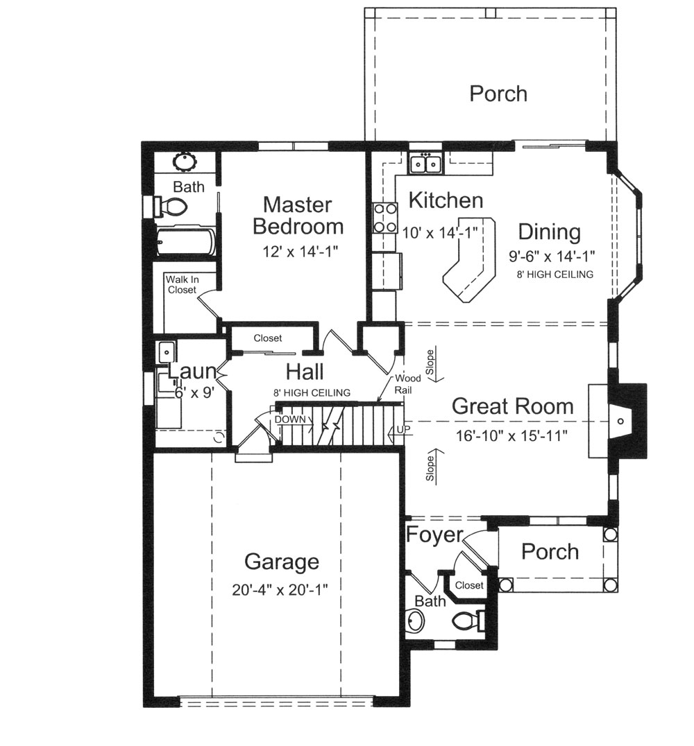 Floor Plan First Story of Cottage Plan #169-1050