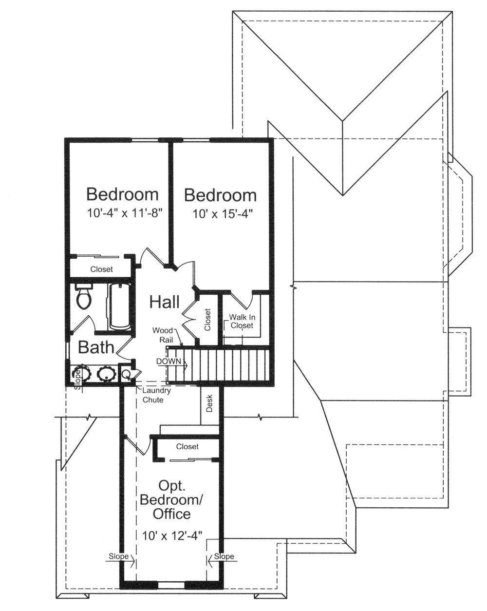 Floor Plan Second Story of Cottage Plan #169-1050