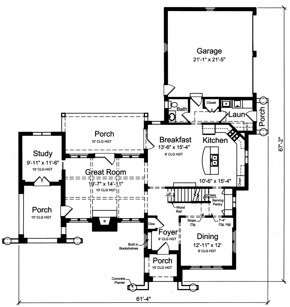 Floor Plan First Story of French Plan #169-1051