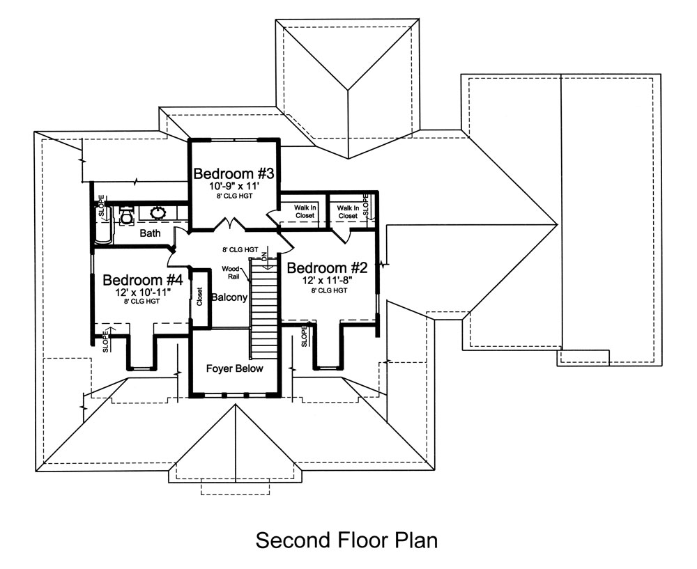 Floor Plan Second Story of Cape Cod Plan #169-1052
