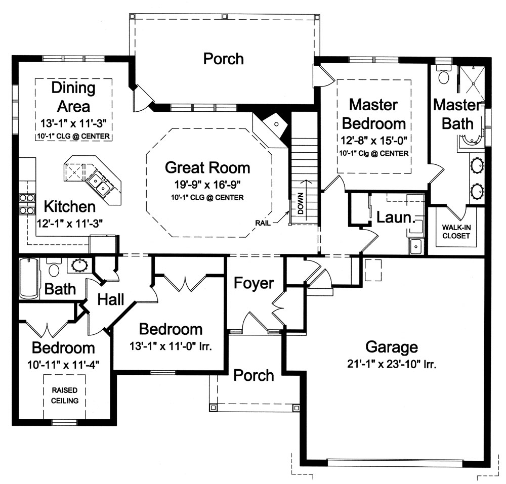 Floor Plan First Story of Ranch Plan #169-1054
