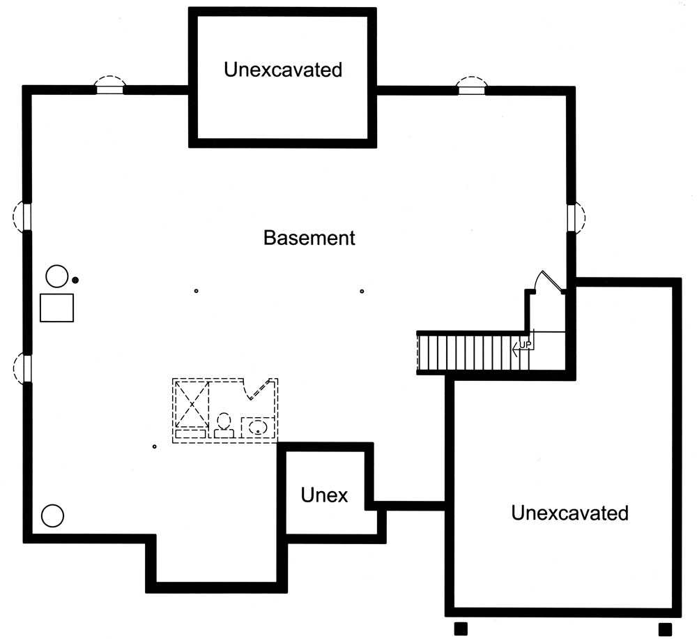 Floor Plan Basement of Craftsman Plan #169-1055