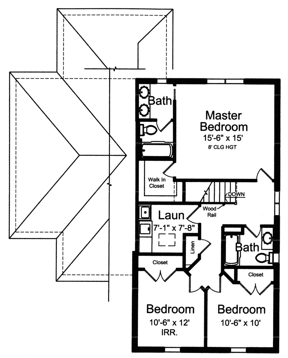 Floor Plan Second Story of European Plan #169-1056