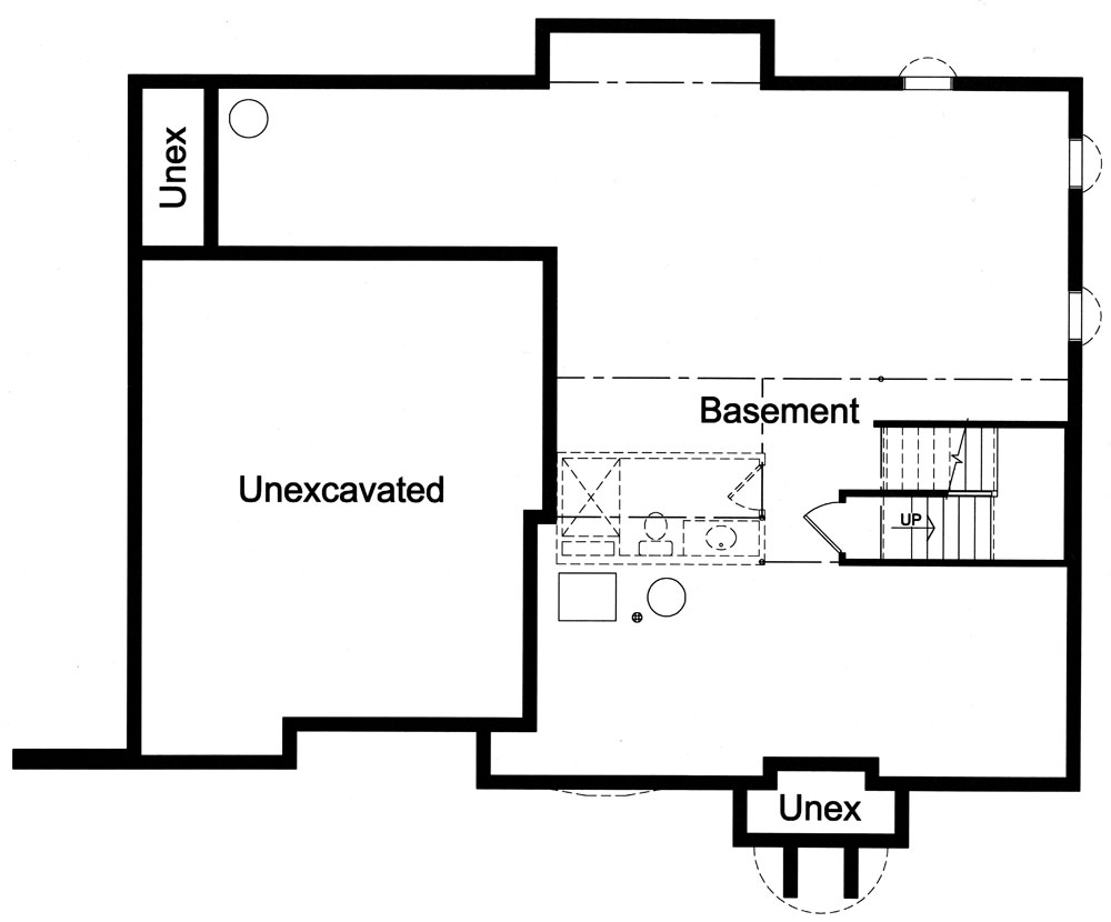 Floor Plan Basement of Tudor Plan #169-1057