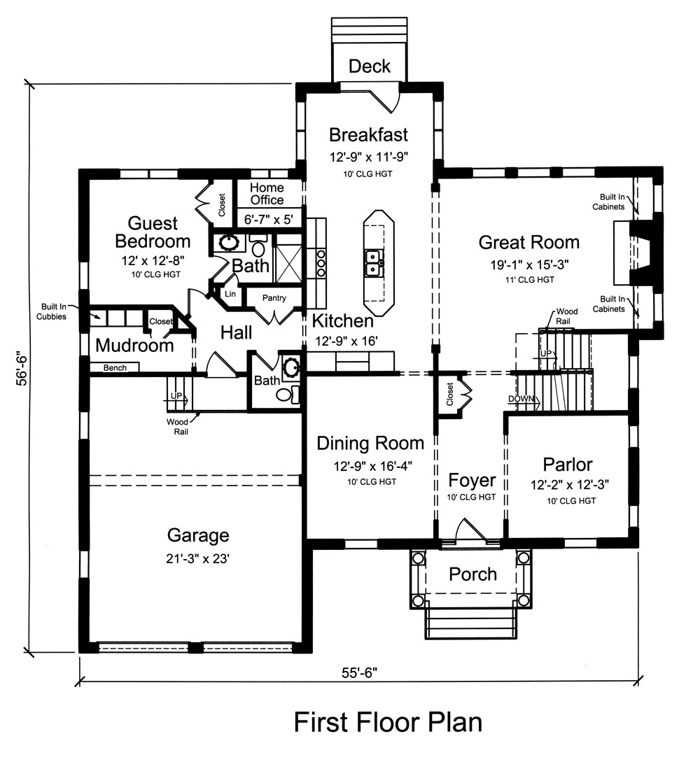 Floor Plan First Story of Traditional Plan #169-1059