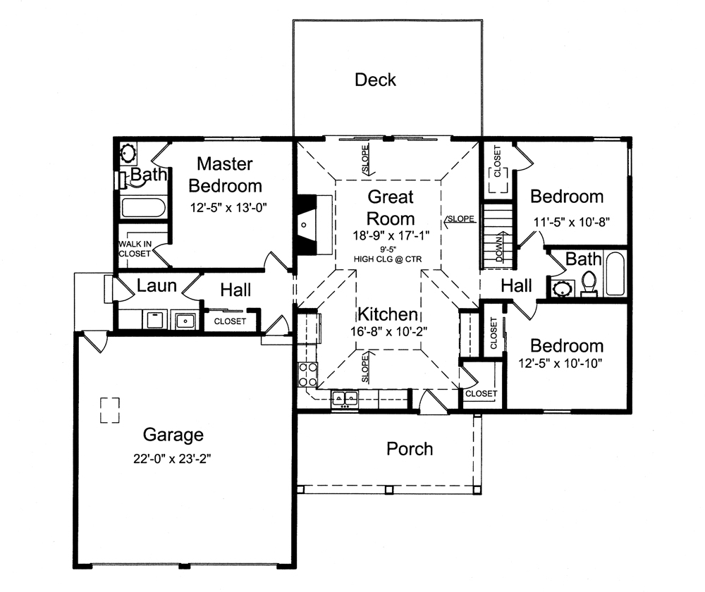 Floor Plan First Story of Traditional Plan #169-1089
