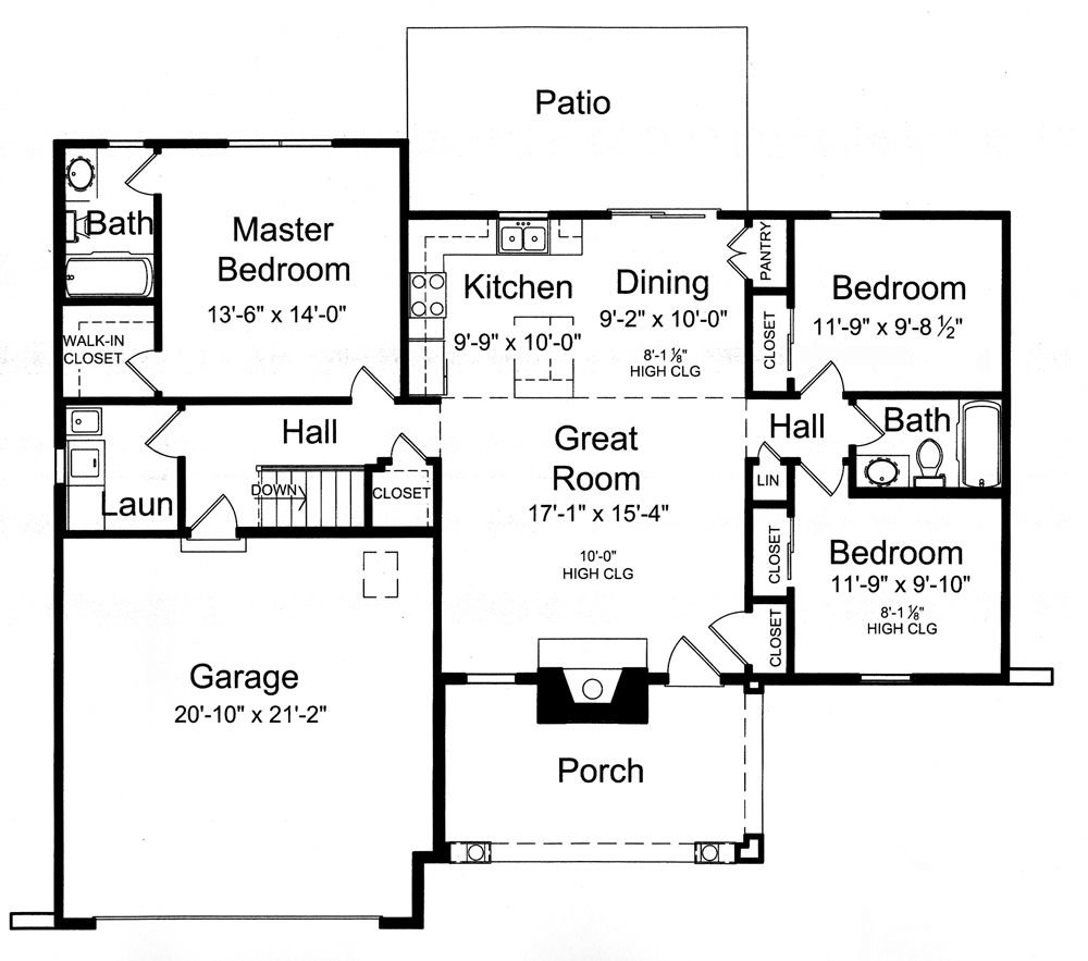 Floor Plan First Story of Contemporary Plan #169-1090