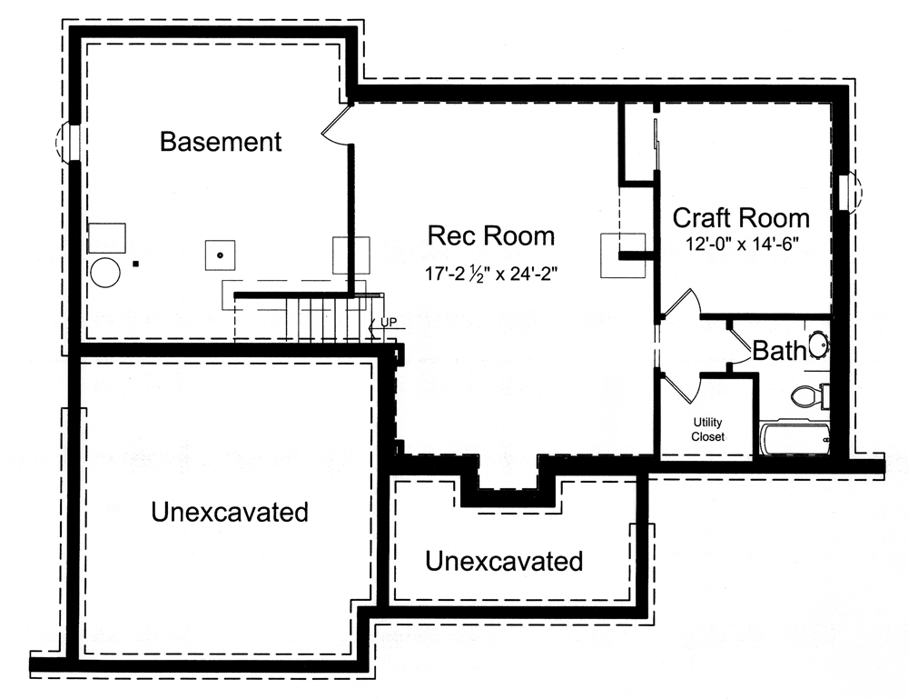Floor Plan Basement of Contemporary Plan #169-1090