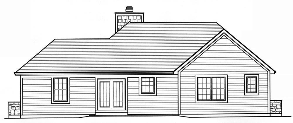 Home Plan Rear Elevation of this 3-Bedroom,1309 Sq Ft Plan -169-1090