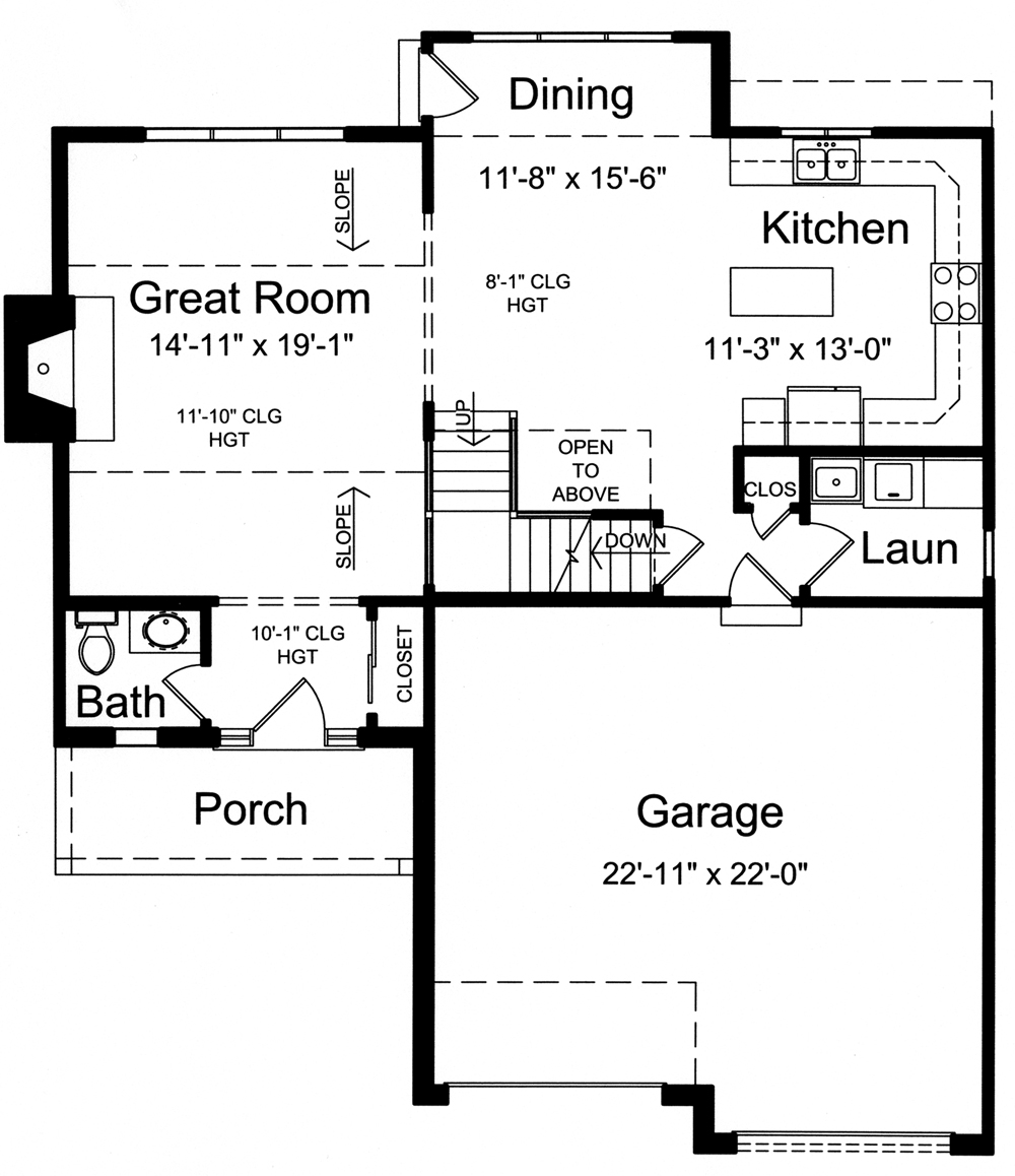 Floor Plan First Story of Traditional Plan #169-1091