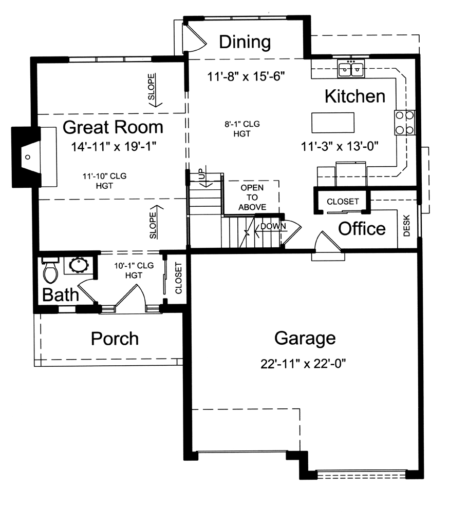 Floor Plan First Story of Traditional Plan #169-1093