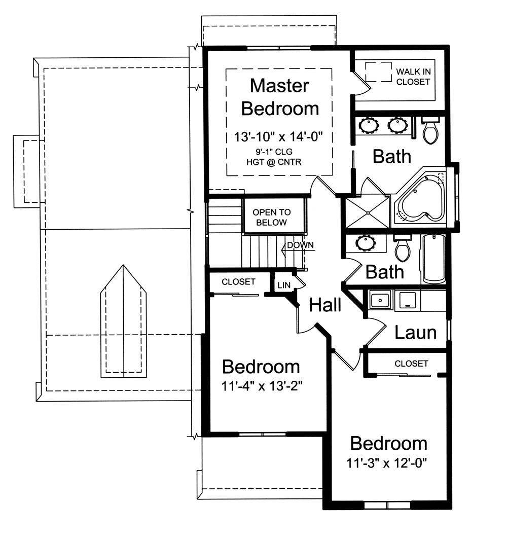 Floor Plan Second Story of Traditional Plan #169-1093