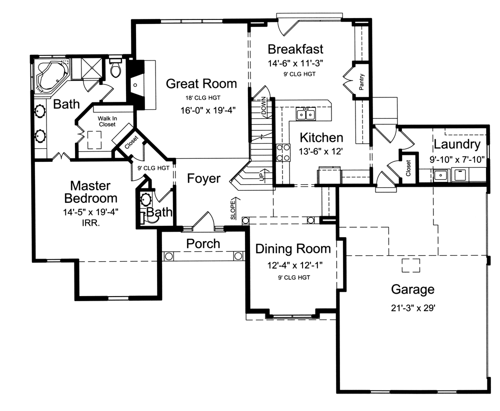 Floor Plan First Story of Traditional Plan #169-1096