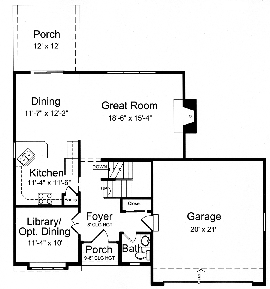 Floor Plan First Story of Traditional Plan #169-1097