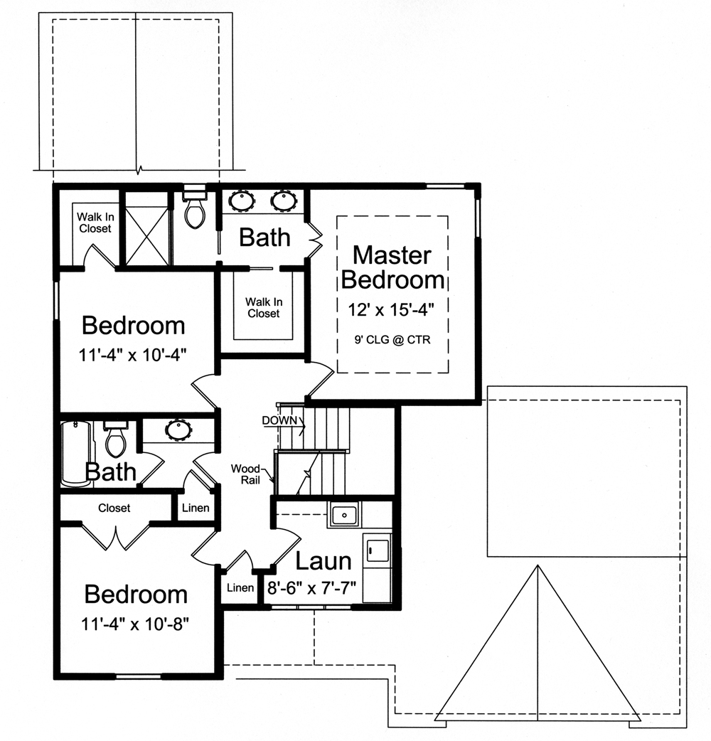 Floor Plan Second Story of Traditional Plan #169-1097