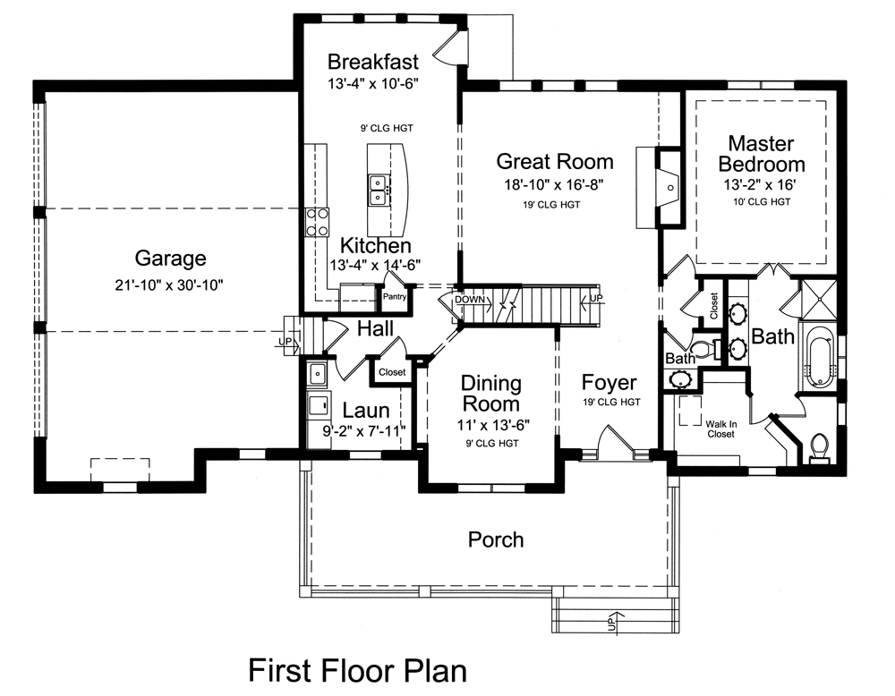 Floor Plan First Story of Colonial Plan #169-1098