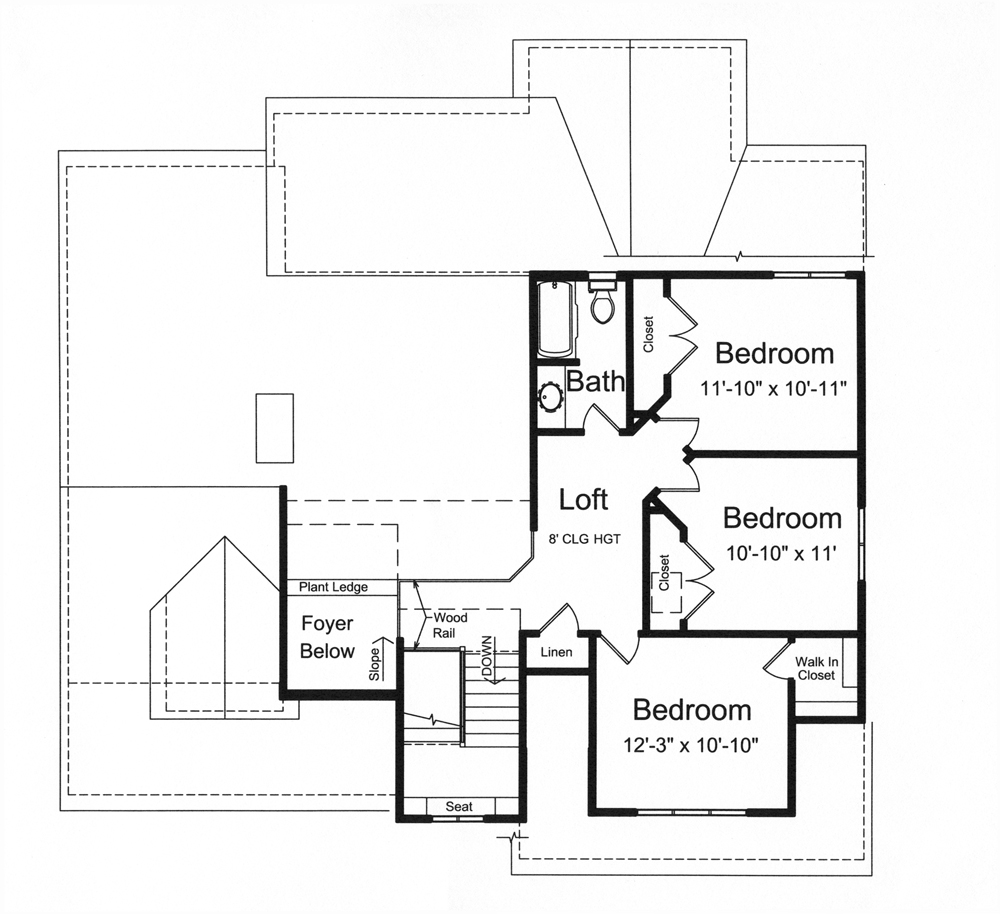 Floor Plan Second Story of Cape Cod Plan #169-1100
