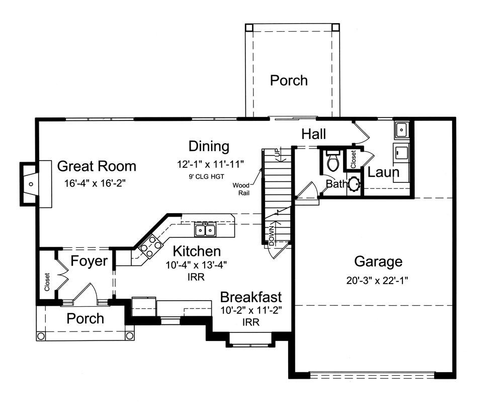 Floor Plan First Story of Traditional Plan #169-1101