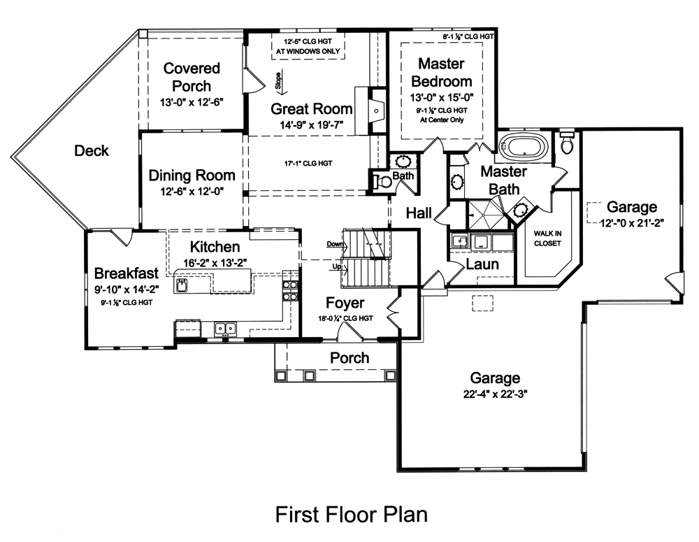 Floor Plan First Story of Craftsman Plan #169-1102