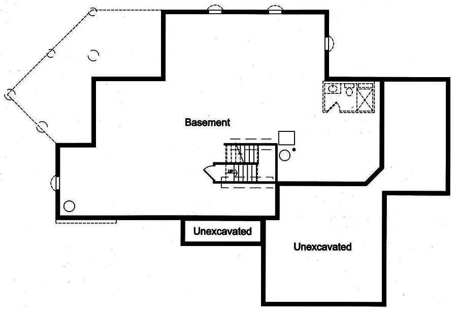 Floor Plan Basement of Craftsman Plan #169-1102