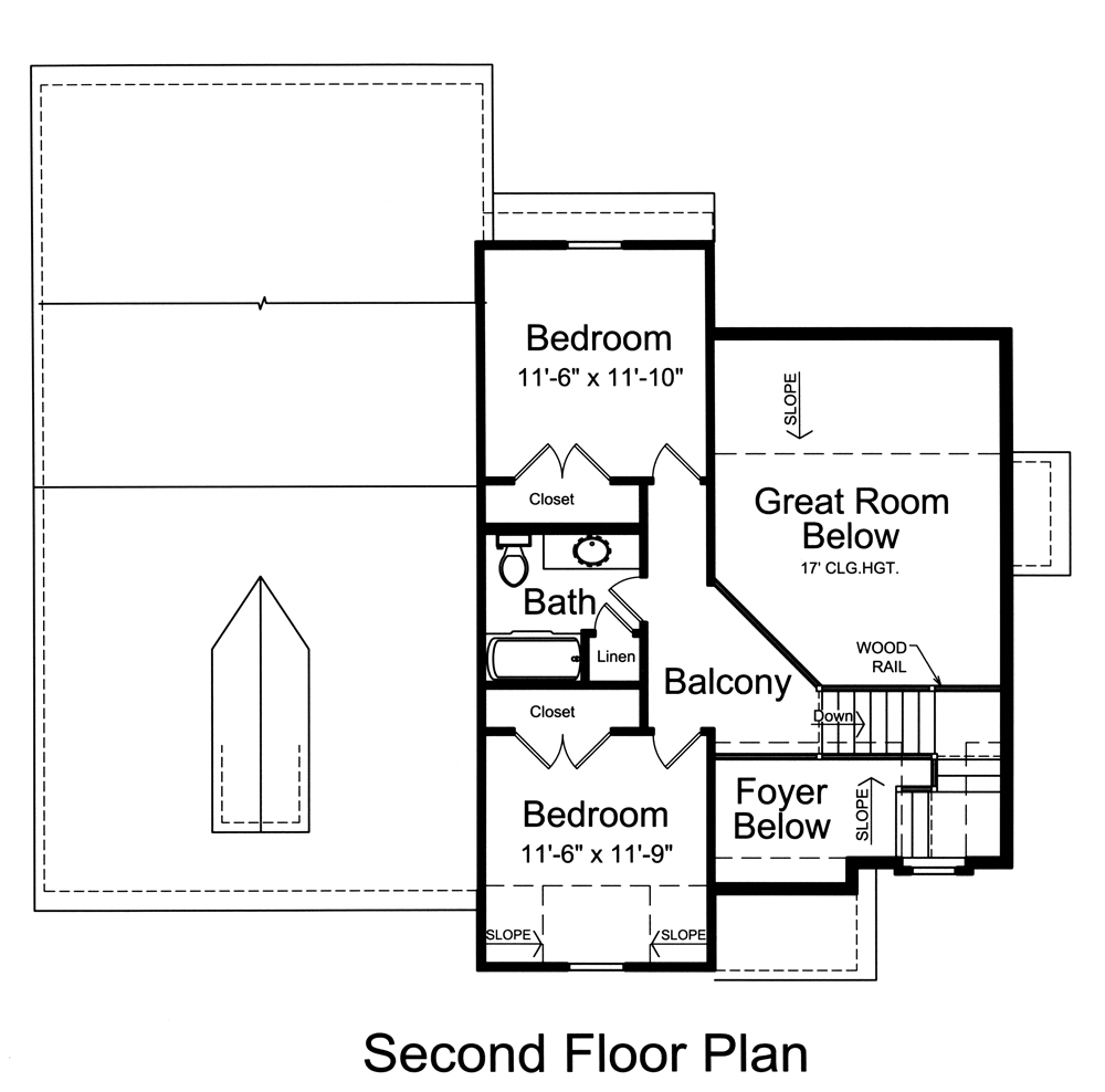 Floor Plan Second Story of Traditional Plan #169-1103