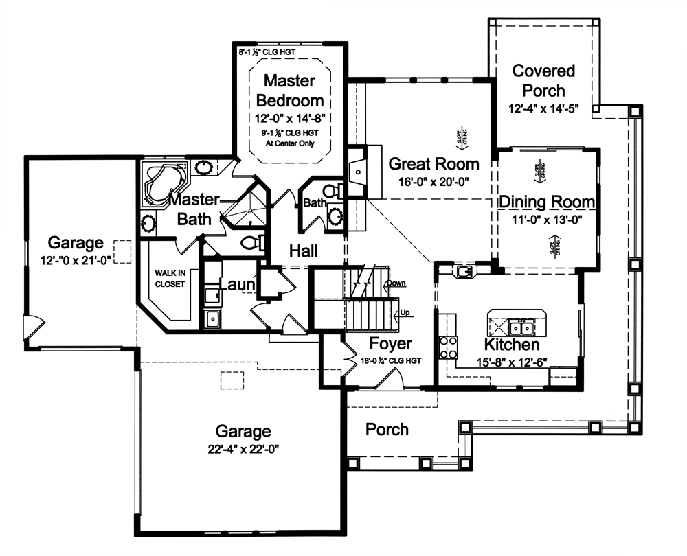 Floor Plan First Story of Craftsman Plan #169-1104