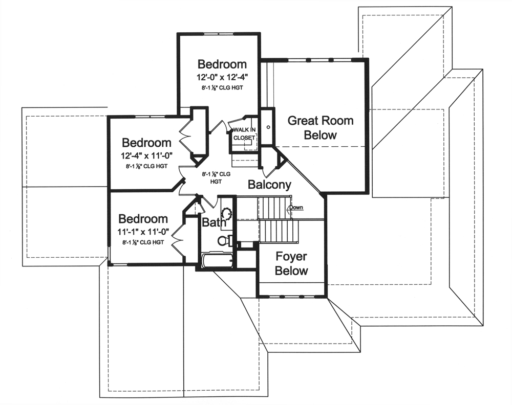 Floor Plan Second Story of Craftsman Plan #169-1104
