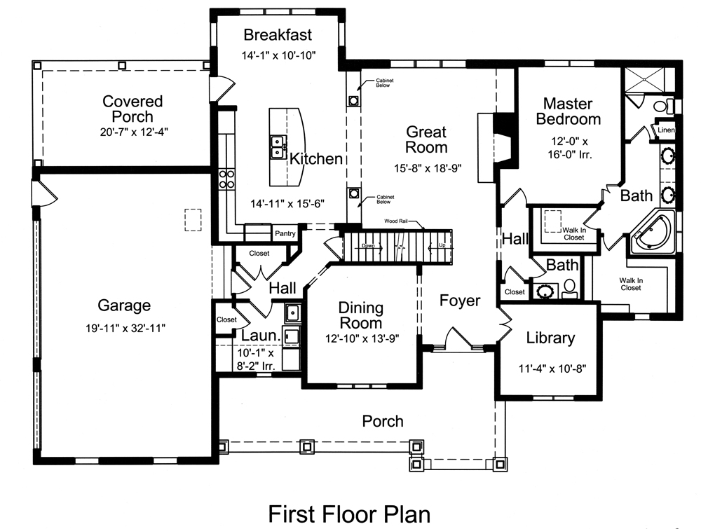 Floor Plan First Story of European Plan #169-1106