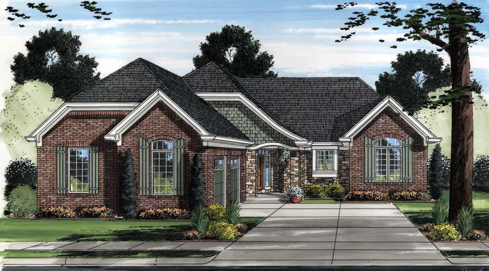 Front elevation of Contemporary home (ThePlanCollection: House Plan #169-1107)