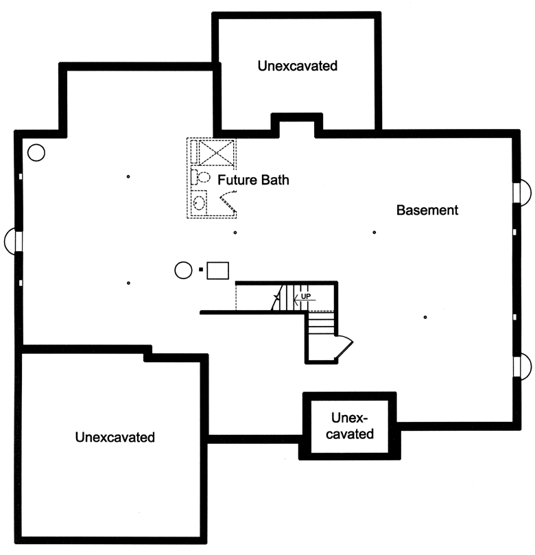Floor Plan Basement of Craftsman Plan #169-1108