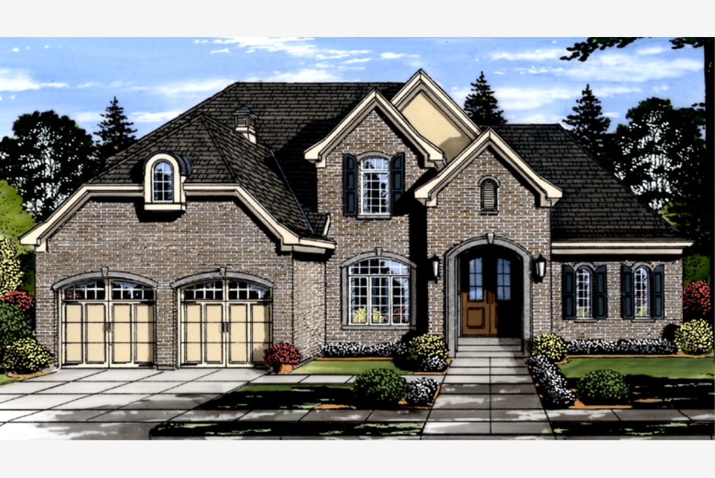 Front elevation of Craftsman home (ThePlanCollection: House Plan #169-1108)