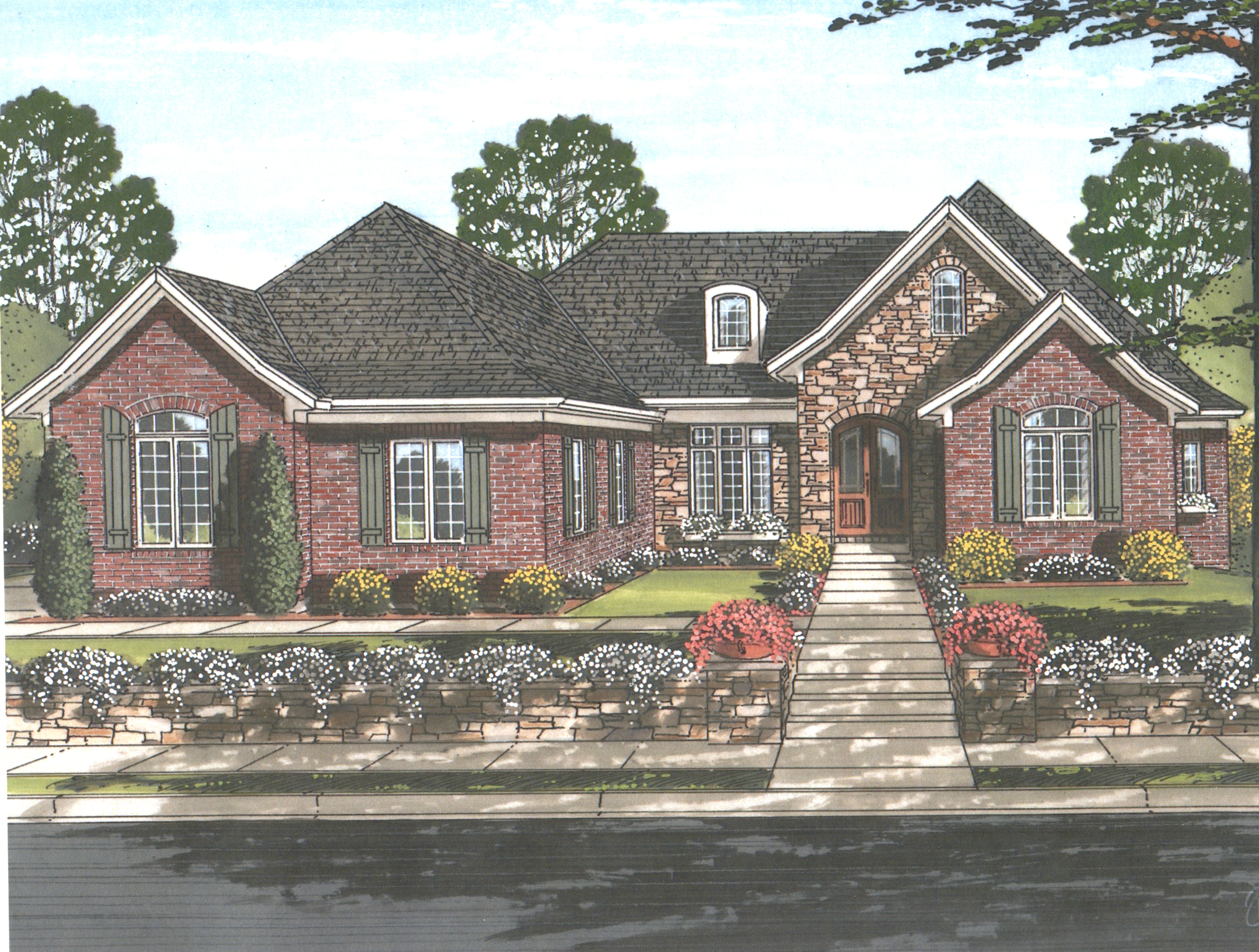 Front elevation of Luxury home (ThePlanCollection: House Plan #169-1109)