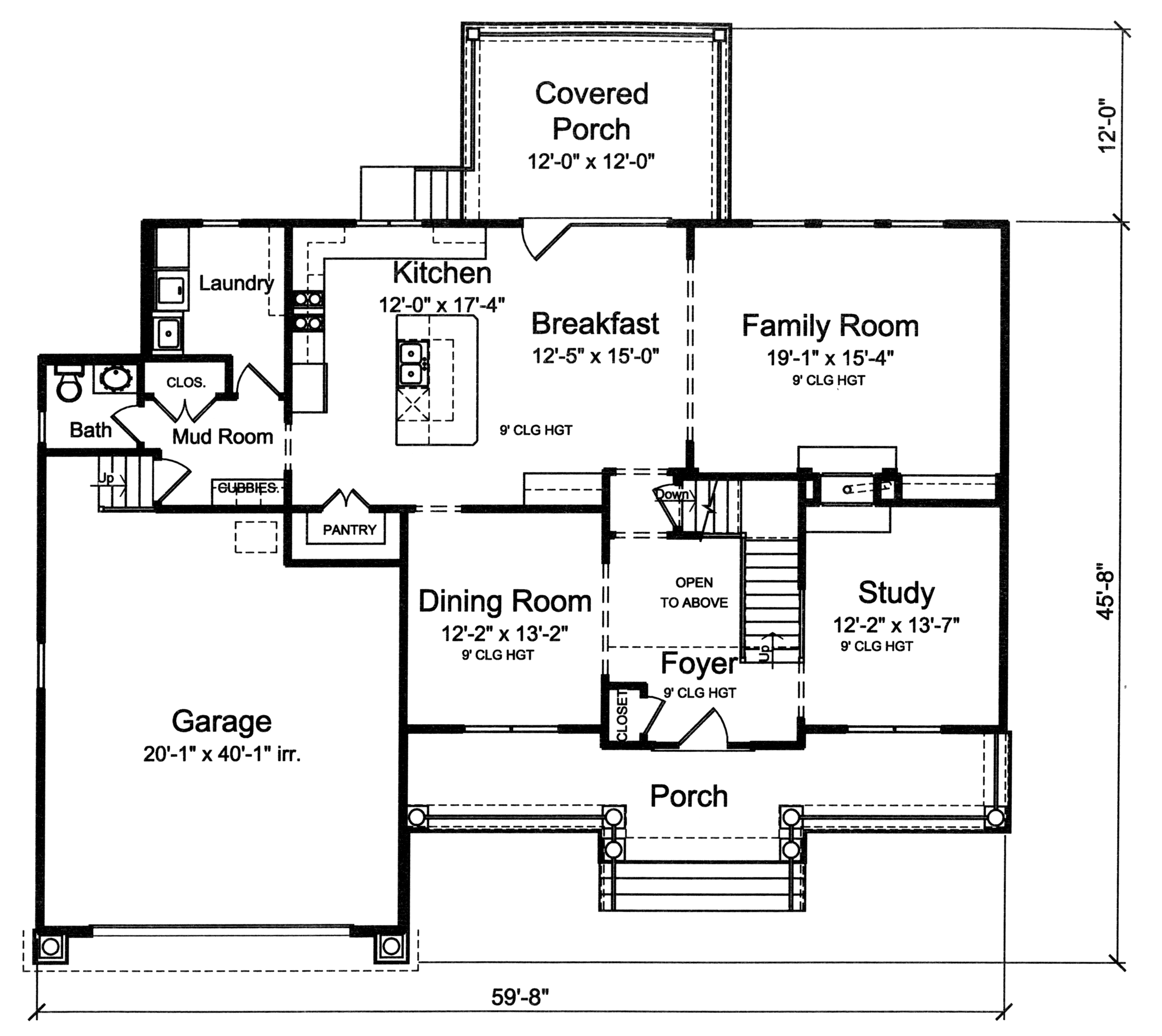 Floor Plan First Story of Country Plan #169-1110