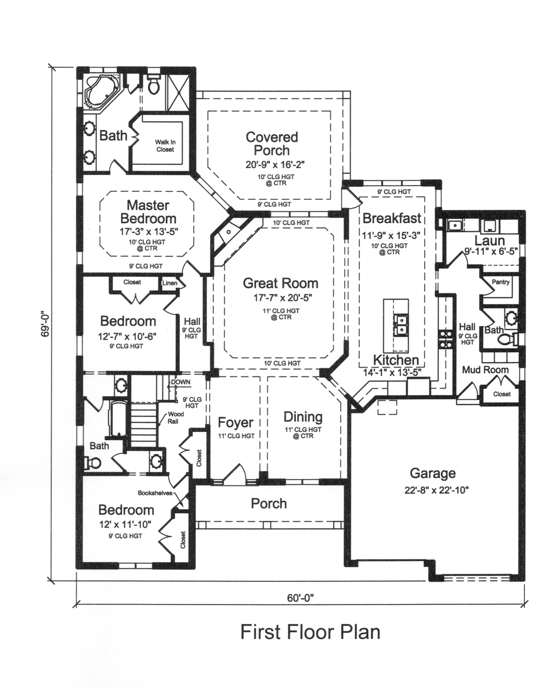 Floor Plan First Story of Country Plan #169-1111