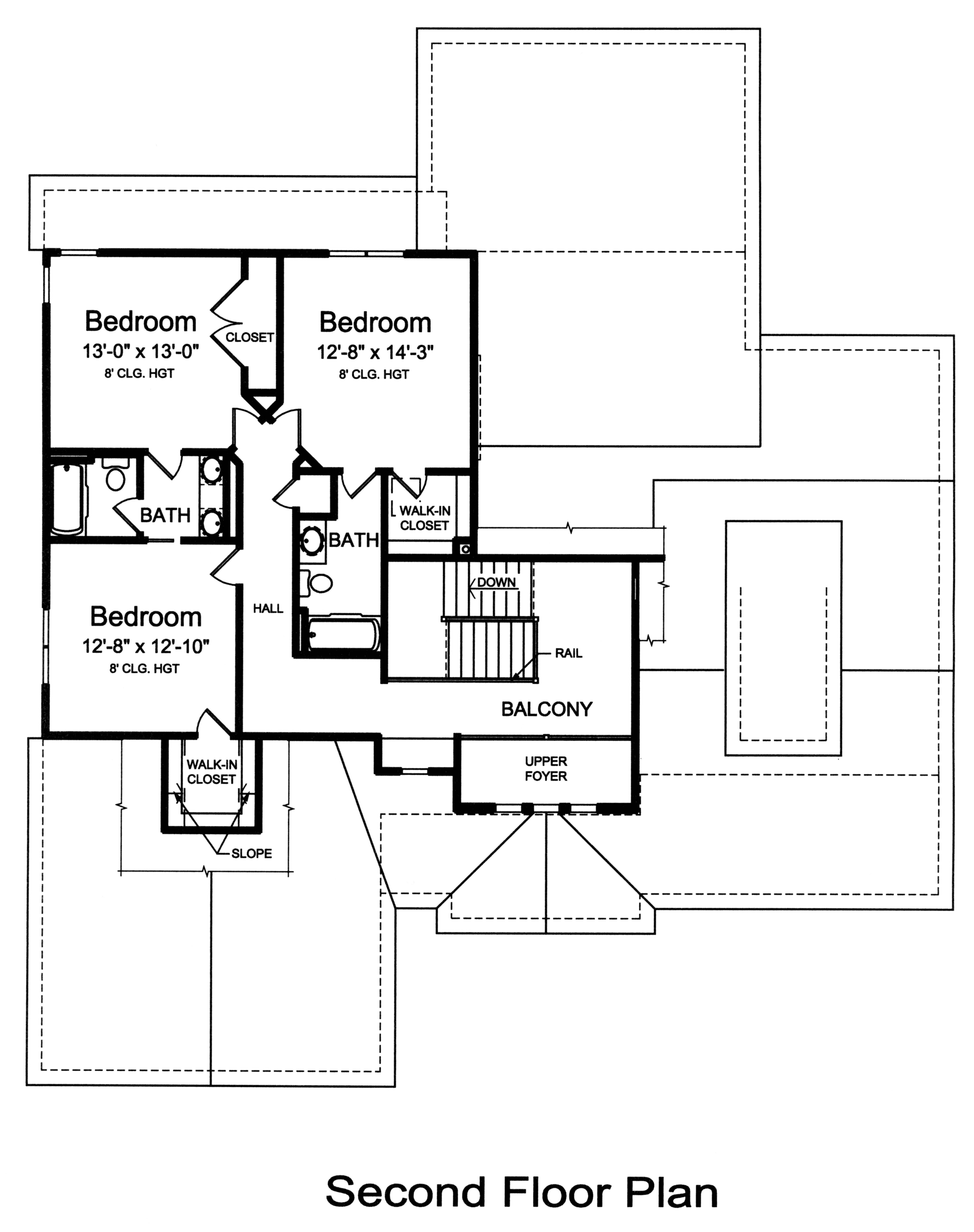 Floor Plan Second Story of Luxury Plan #169-1114