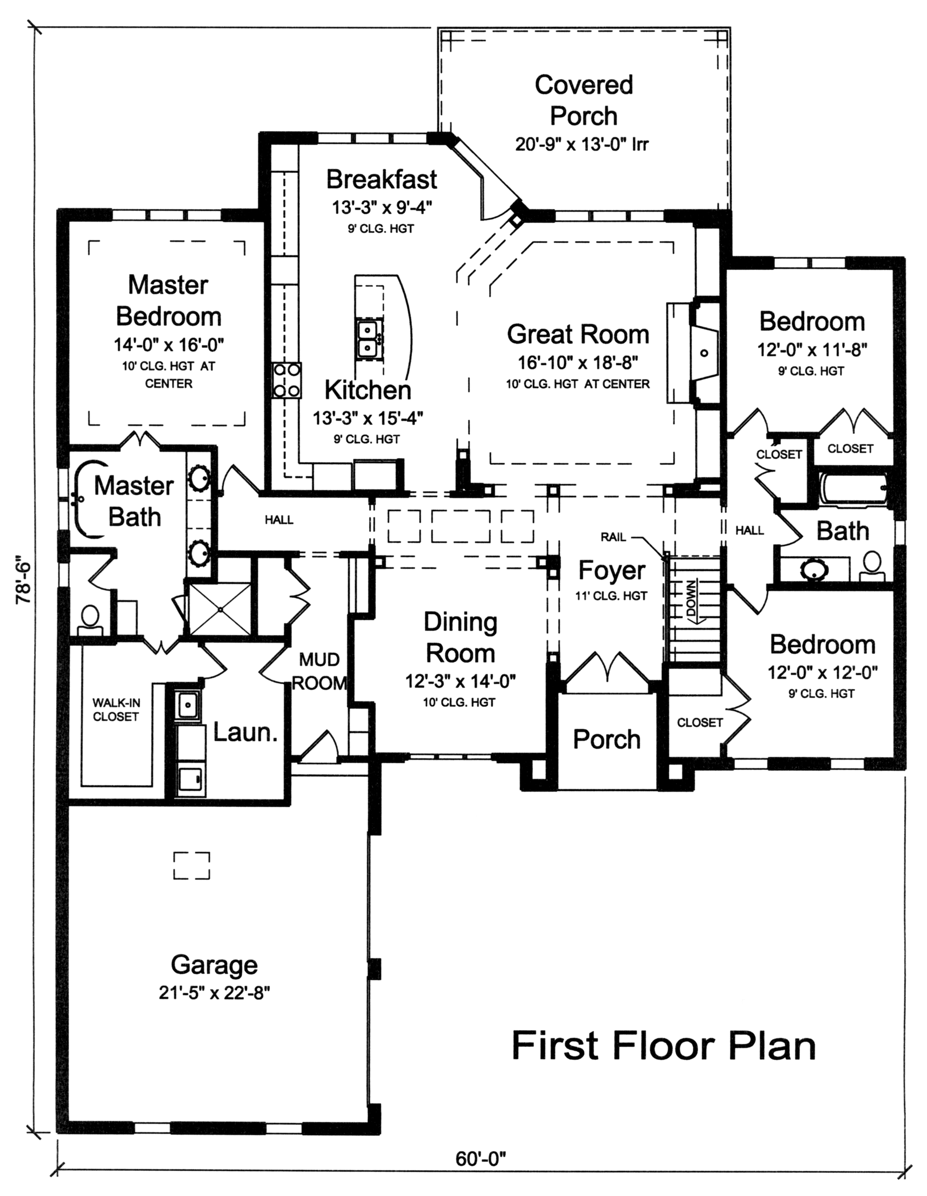 Floor Plan First Story of Traditional Plan #169-1115