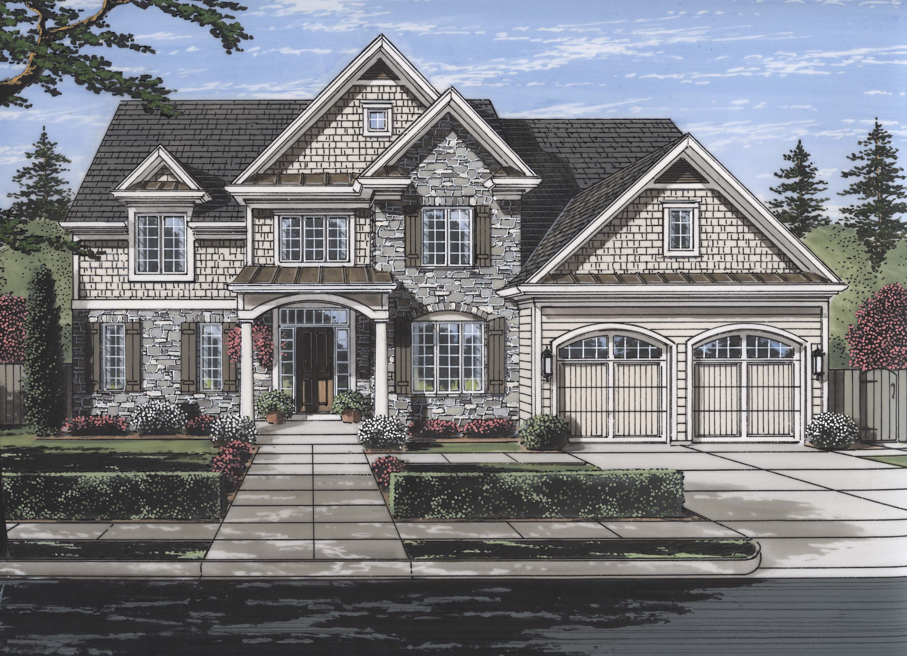 Front elevation of Luxury home (ThePlanCollection: House Plan #169-1117)