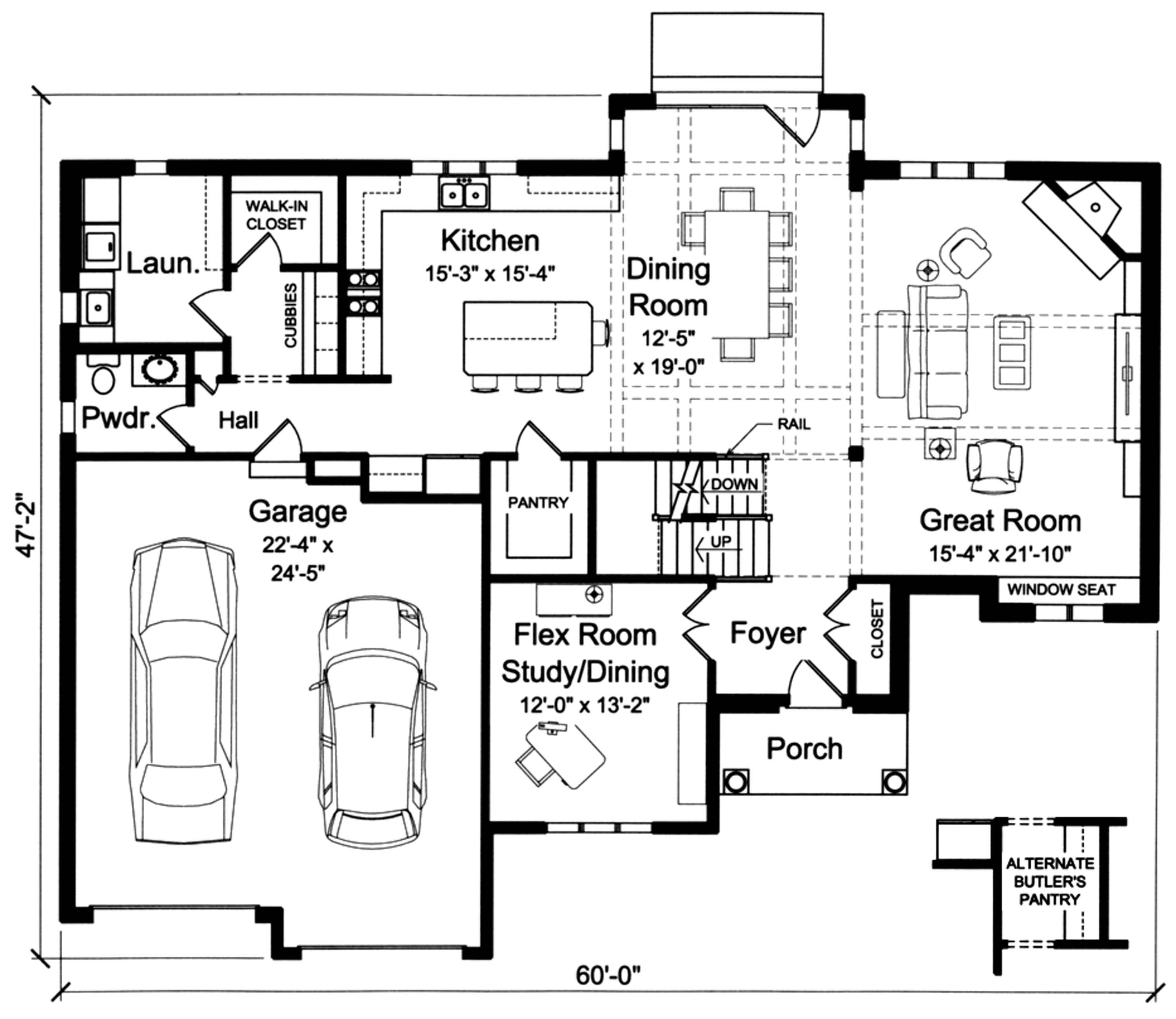 Floor Plan First Story of Country Plan #169-1119