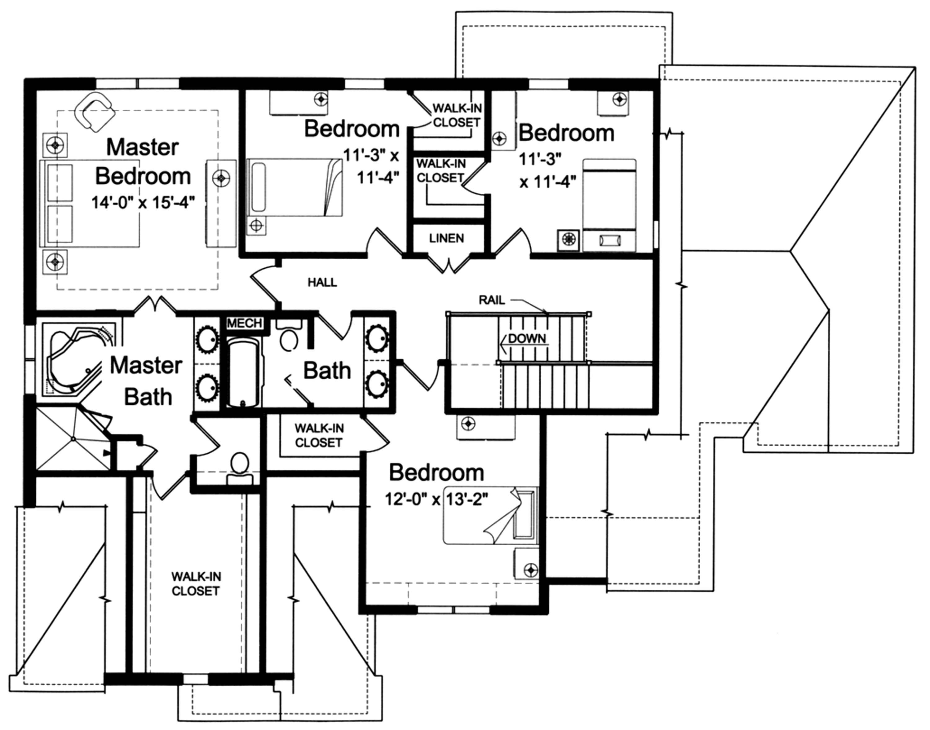 Floor Plan Second Story of Country Plan #169-1119