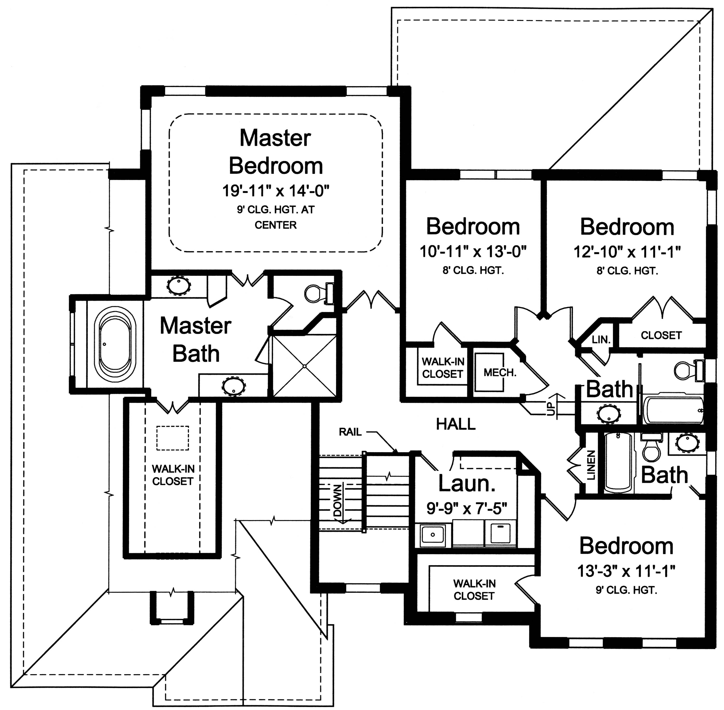 Floor Plan Second Story of Luxury Plan #169-1120